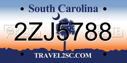 2ZJ5788 South Carolina License Plate