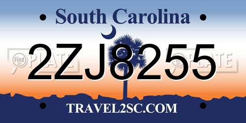 2ZJ8255 South Carolina License Plate