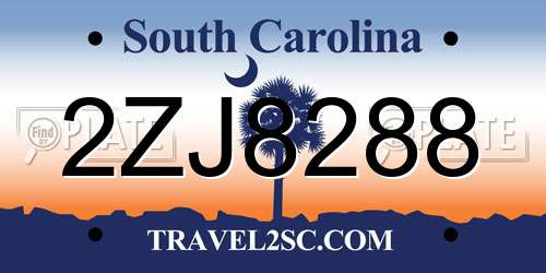2ZJ8288 South Carolina License Plate