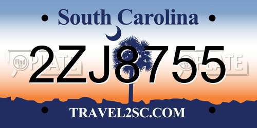 2ZJ8755 South Carolina License Plate