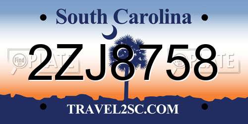 2ZJ8758 South Carolina License Plate