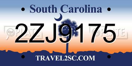2ZJ9175 South Carolina License Plate