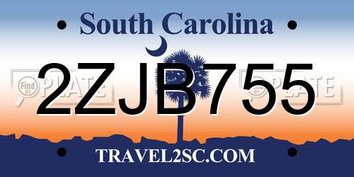2ZJB755 South Carolina License Plate