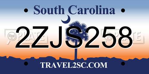 2ZJS258 South Carolina License Plate