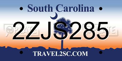 2ZJS285 South Carolina License Plate