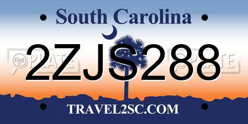 2ZJS288 South Carolina License Plate