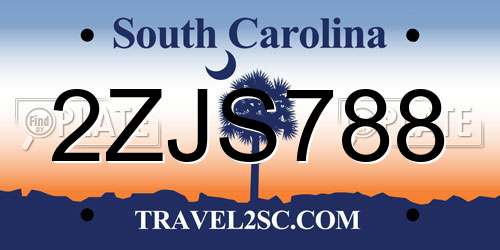2ZJS788 South Carolina License Plate