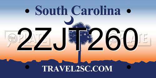 2ZJT260 South Carolina License Plate