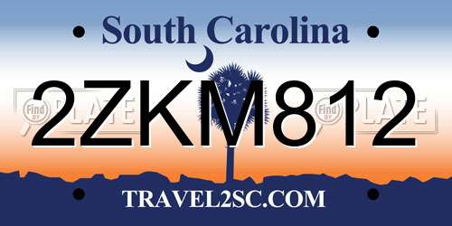 2ZKM812 South Carolina License Plate