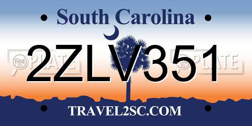 2ZLV351 South Carolina License Plate
