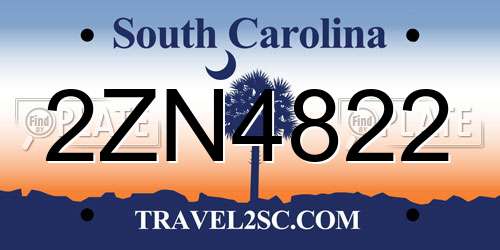 2ZN4822 South Carolina License Plate