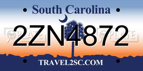 2ZN4872 South Carolina License Plate