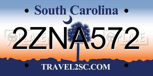 2ZNA572 South Carolina License Plate