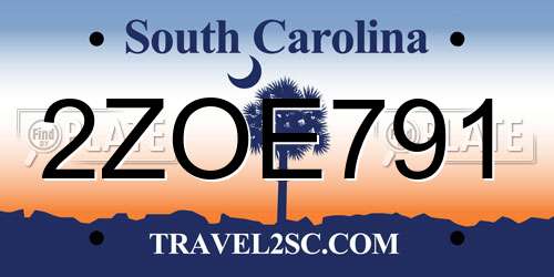 2ZOE791 South Carolina License Plate