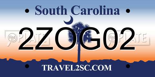 2ZOG02 South Carolina License Plate