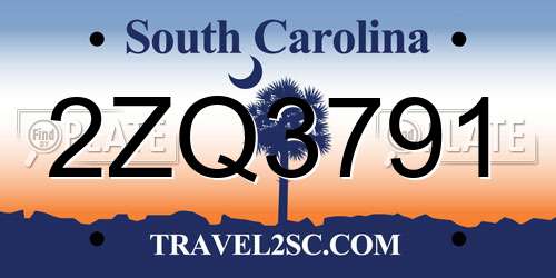 2ZQ3791 South Carolina License Plate