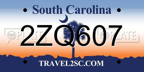 2ZQ607 South Carolina License Plate