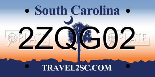 2ZQG02 South Carolina License Plate