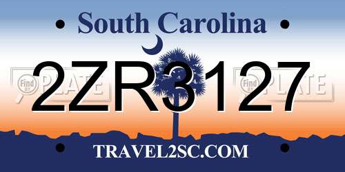 2ZR3127 South Carolina License Plate