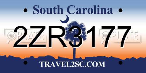 2ZR3177 South Carolina License Plate