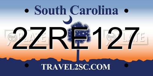 2ZRE127 South Carolina License Plate