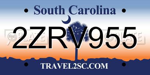 2ZRV955 South Carolina License Plate