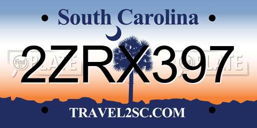 2ZRX397 South Carolina License Plate