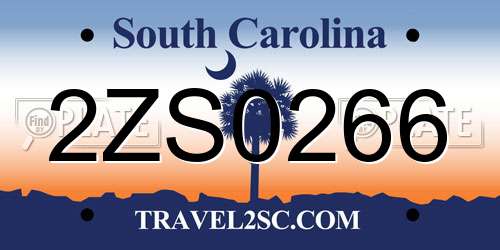 2ZS0266 South Carolina License Plate