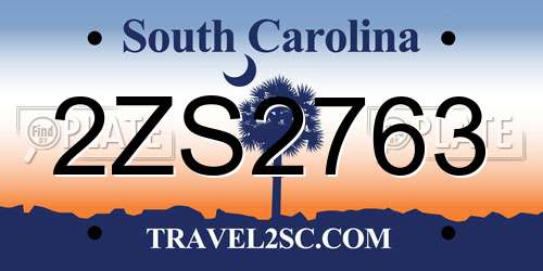 2ZS2763 South Carolina License Plate