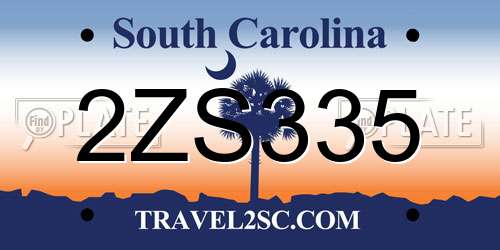 2ZS335 South Carolina License Plate