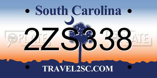 2ZS338 South Carolina License Plate