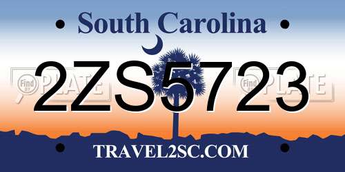 2ZS5723 South Carolina License Plate