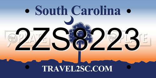 2ZS8223 South Carolina License Plate