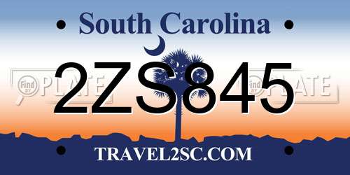 2ZS845 South Carolina License Plate