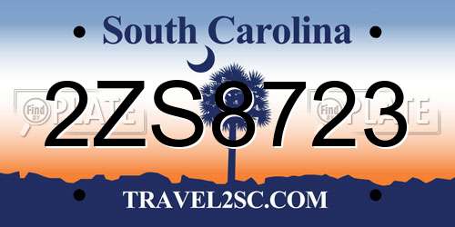 2ZS8723 South Carolina License Plate