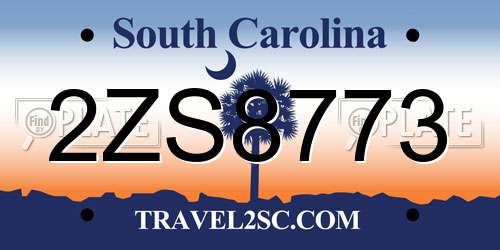 2ZS8773 South Carolina License Plate