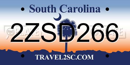 2ZSD266 South Carolina License Plate