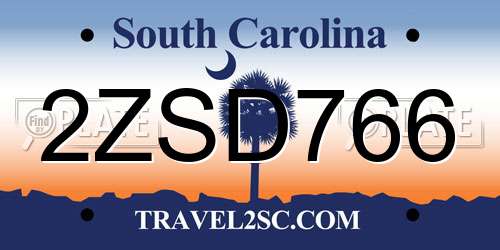 2ZSD766 South Carolina License Plate