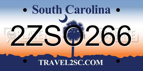 2ZSO266 South Carolina License Plate