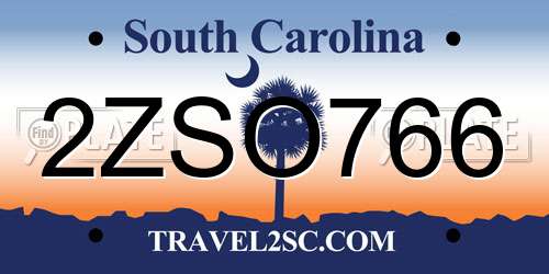 2ZSO766 South Carolina License Plate