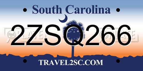 2ZSQ266 South Carolina License Plate