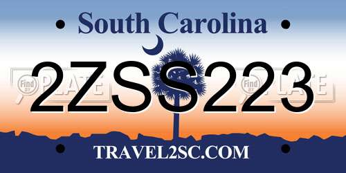 2ZSS223 South Carolina License Plate