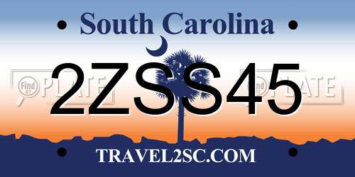 2ZSS45 South Carolina License Plate