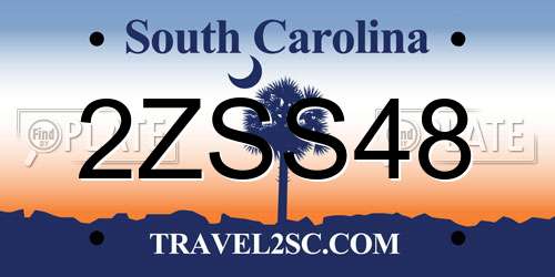 2ZSS48 South Carolina License Plate