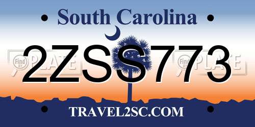 2ZSS773 South Carolina License Plate