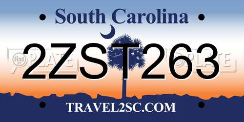 2ZST263 South Carolina License Plate