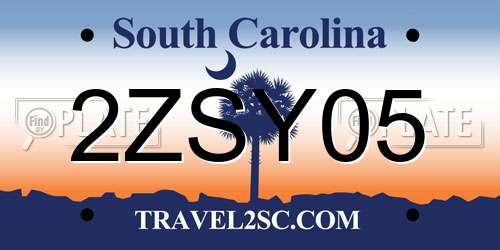 2ZSY05 South Carolina License Plate