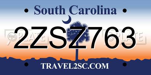 2ZSZ763 South Carolina License Plate