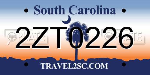 2ZT0226 South Carolina License Plate