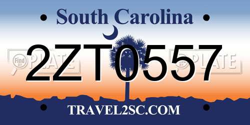 2ZT0557 South Carolina License Plate